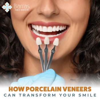 Learn how porcelain veneers can correct stains, chips, and gaps for a flawless smile. Expert guidance from Barras Family Dentistry.